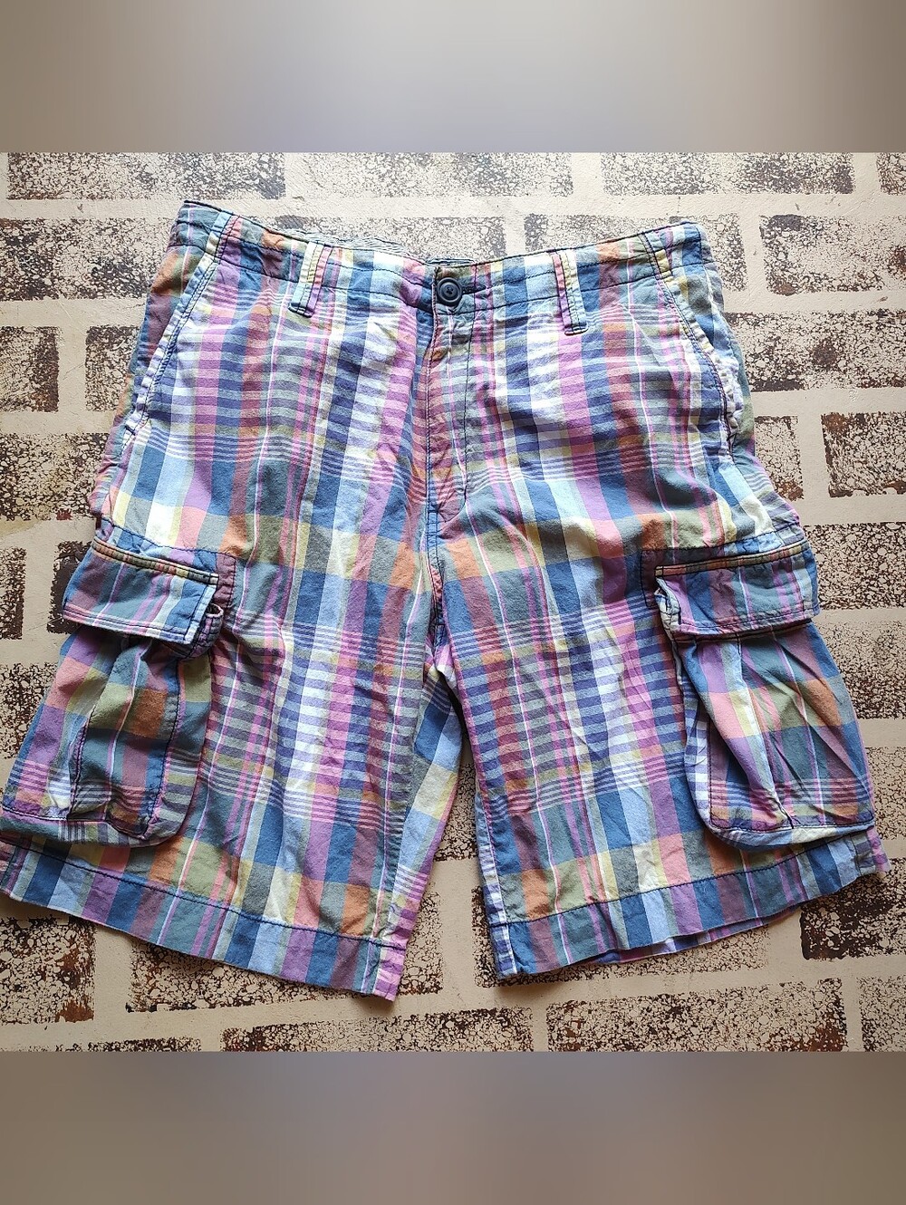 Cremieux Multicolor Madras Patchwork Cargo Shorts